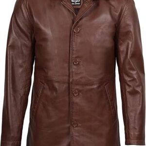 Chaqueta de cuero envejecido café con bolsillos delanteros, de Supernatural, más vendida